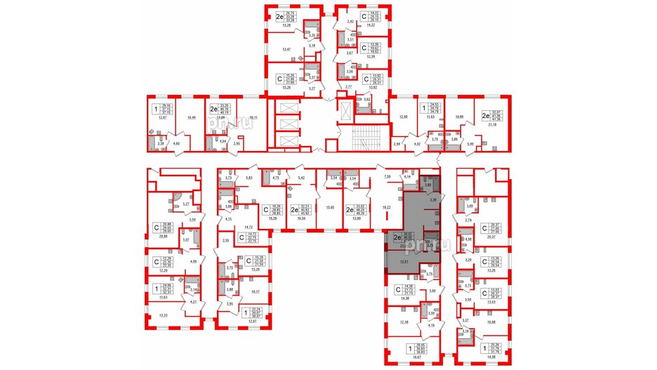 Апартаменты в ЖК ZOOM Черная речка, 1 комнатные, 46 м², 7 этаж