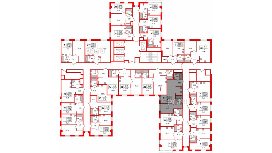 Апартаменты в ЖК ZOOM Черная речка, 1 комнатные, 46.24 м², 9 этаж