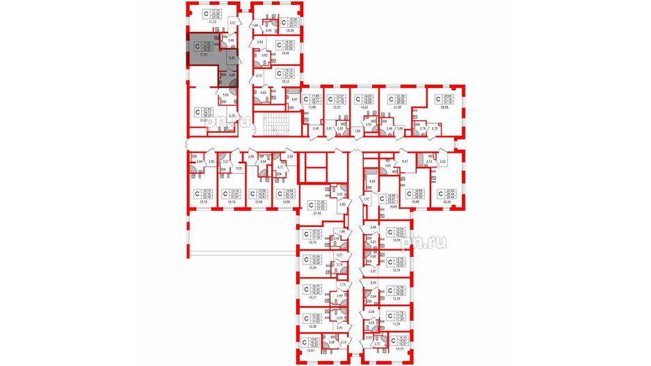 Апартаменты в ЖК ZOOM Черная речка, студия, 24.2 м², 3 этаж