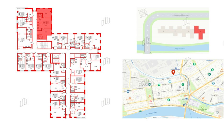 Апартаменты в ЖК ZOOM Черная речка, 2 комнатные, 65.1 м², 5 этаж