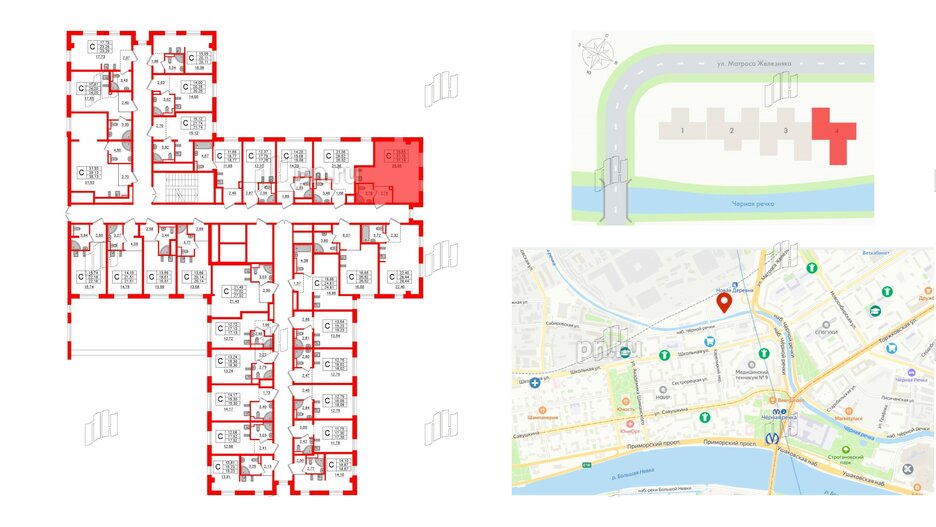 Апартаменты в ЖК ZOOM Черная речка, студия, 31.18 м², 3 этаж