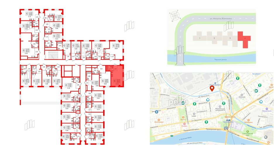 Апартаменты в ЖК ZOOM Черная речка, студия, 28.44 м², 3 этаж