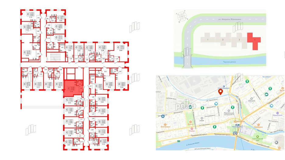 Апартаменты в ЖК ZOOM Черная речка, студия, 27.02 м², 3 этаж