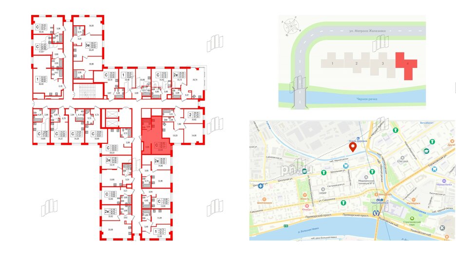 Апартаменты в ЖК ZOOM Черная речка, студия, 32.17 м², 8 этаж