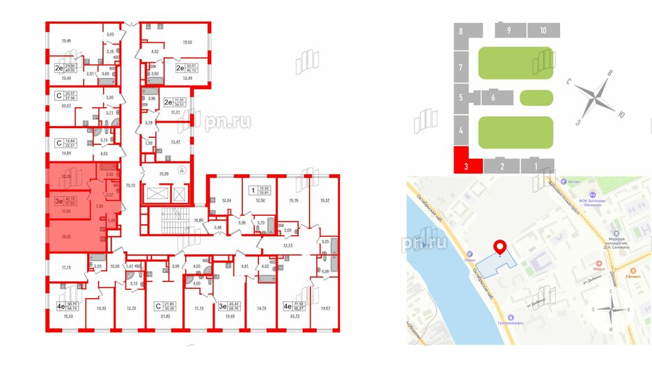 Апартаменты в ЖК ZOOM на Неве, 2 комнатные, 57.69 м², 5 этаж