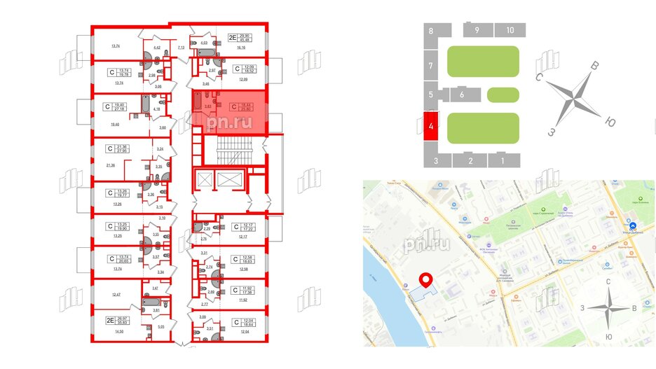 Апартаменты в ЖК ZOOM на Неве, студия, 25.8 м², 2 этаж