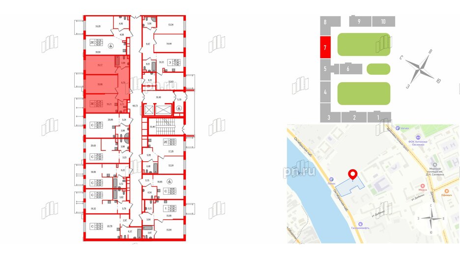 Апартаменты в ЖК ZOOM на Неве, 2 комнатные, 63.73 м², 2 этаж