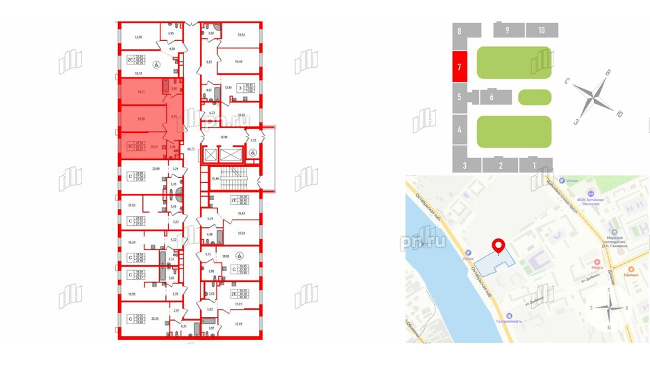 Апартаменты в ЖК ZOOM на Неве, 2 комнатные, 63.31 м², 3 этаж