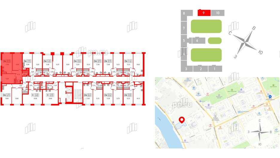 Апартаменты в ЖК ZOOM на Неве, 2 комнатные, 55.31 м², 5 этаж