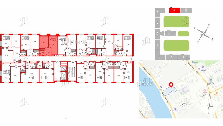 Апартаменты в ЖК ZOOM на Неве, 1 комнатные, 34.78 м², 11 этаж