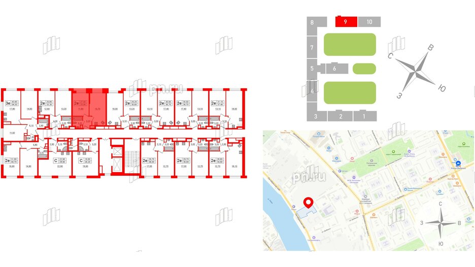 Апартаменты в ЖК ZOOM на Неве, 1 комнатные, 34.78 м², 4 этаж