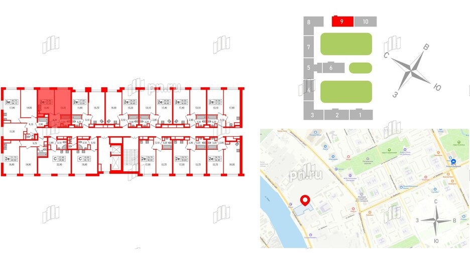 Апартаменты в ЖК ZOOM на Неве, 1 комнатные, 33.75 м², 10 этаж