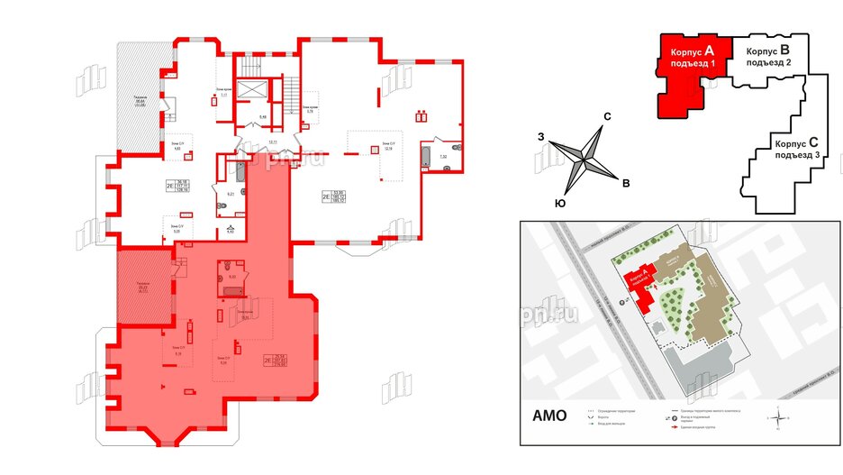 Квартира в ЖК AMO, 1 комнатная, 216.599 м², 6 этаж