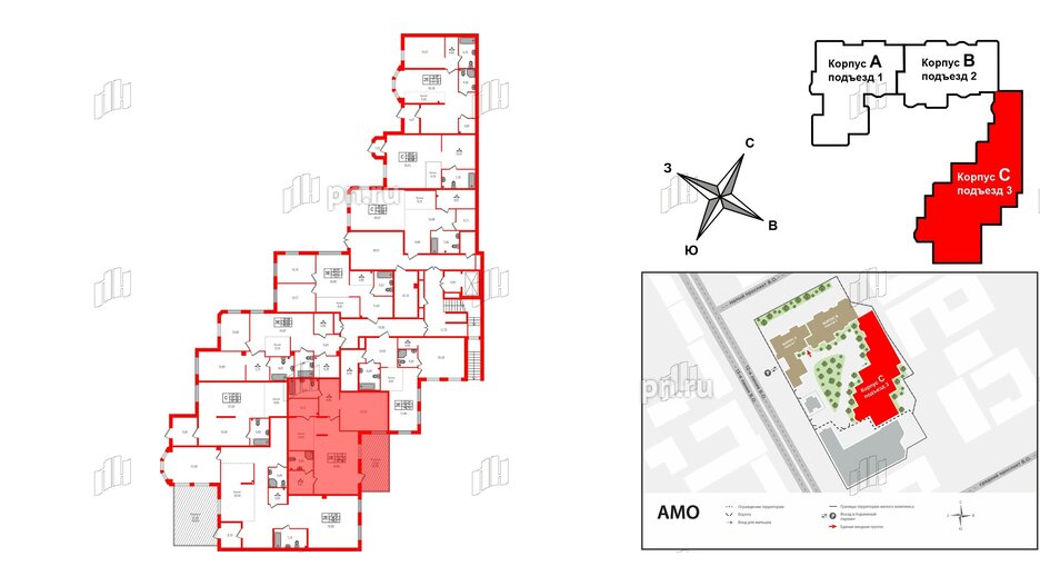 Квартира в ЖК AMO, 1 комнатная, 107.86 м², 1 этаж