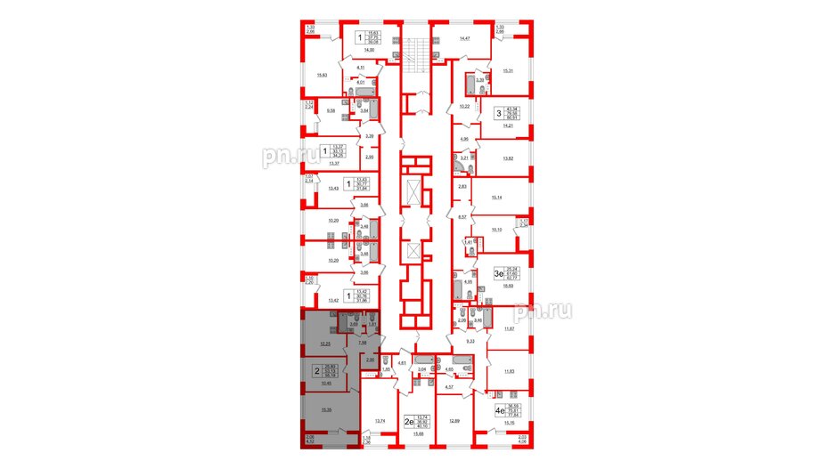 Квартира в ЖК Академик, 2 комнатная, 55.19 м², 11 этаж