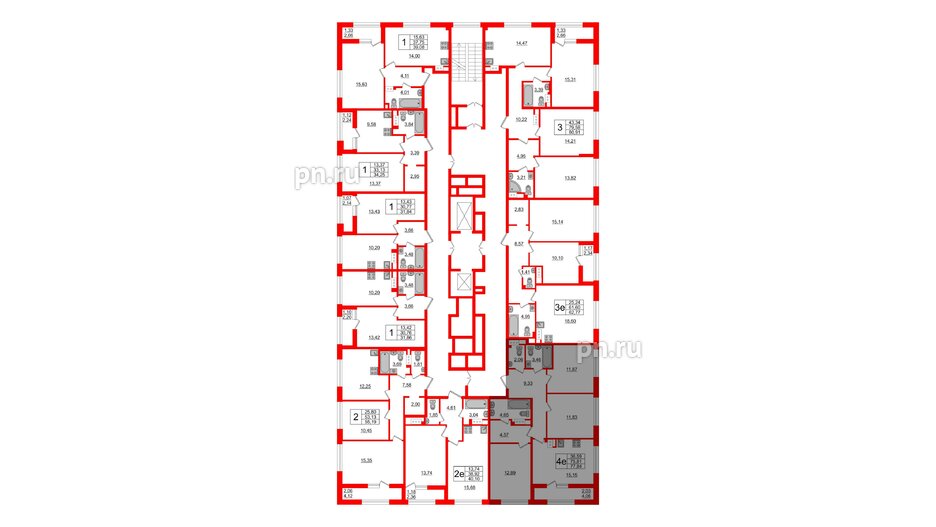 Квартира в ЖК Академик, 3 комнатная, 77.84 м², 11 этаж