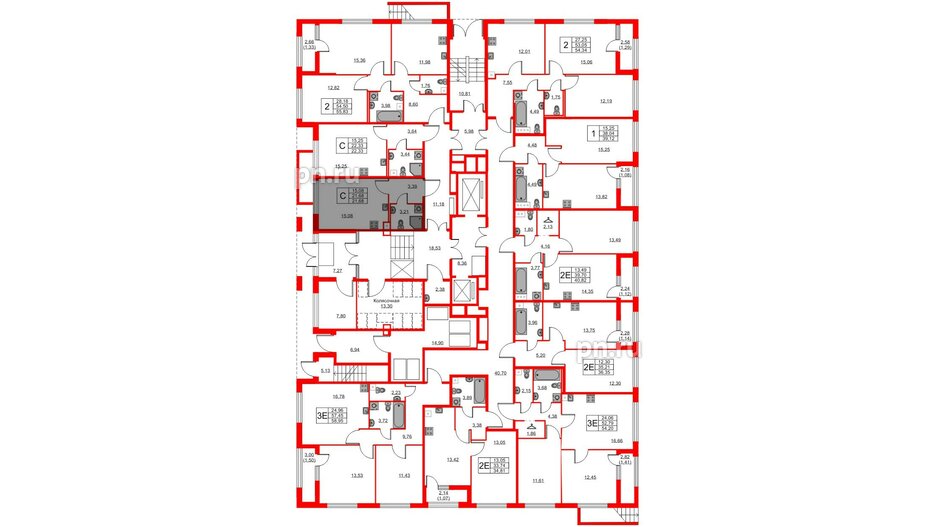 Квартира в ЖК Академик, студия, 21.68 м², 1 этаж