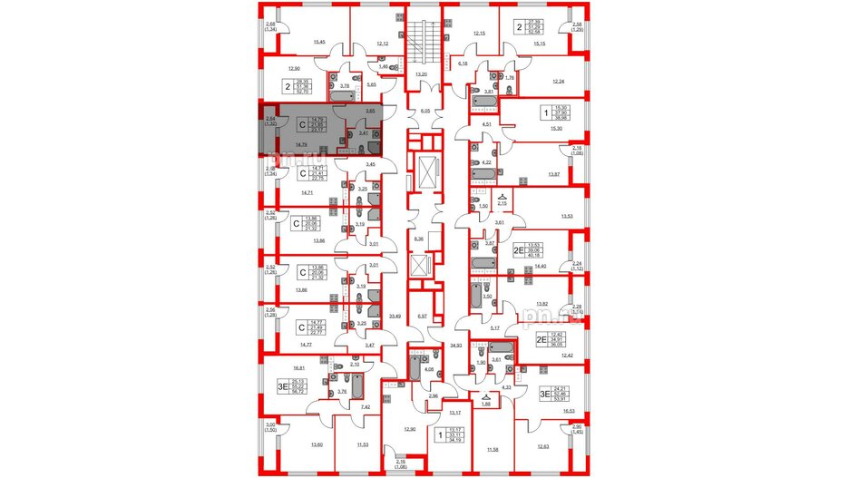 Квартира в ЖК Академик, студия, 23.17 м², 3 этаж