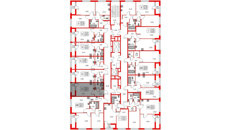 Квартира в ЖК Академик, студия, 22.77 м², 2 этаж