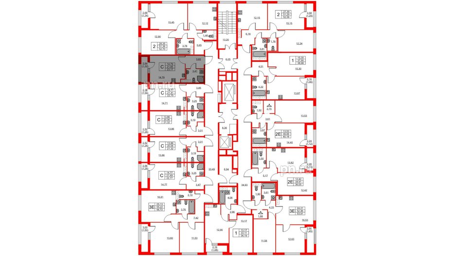 Квартира в ЖК Академик, студия, 23.17 м², 7 этаж