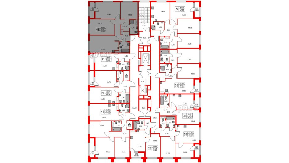 Квартира в ЖК Академик, 3 комнатная, 81.93 м², 11 этаж