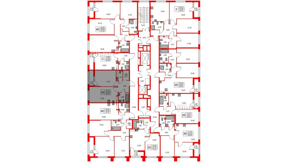 Квартира в ЖК Академик, 1 комнатная, 45.16 м², 11 этаж