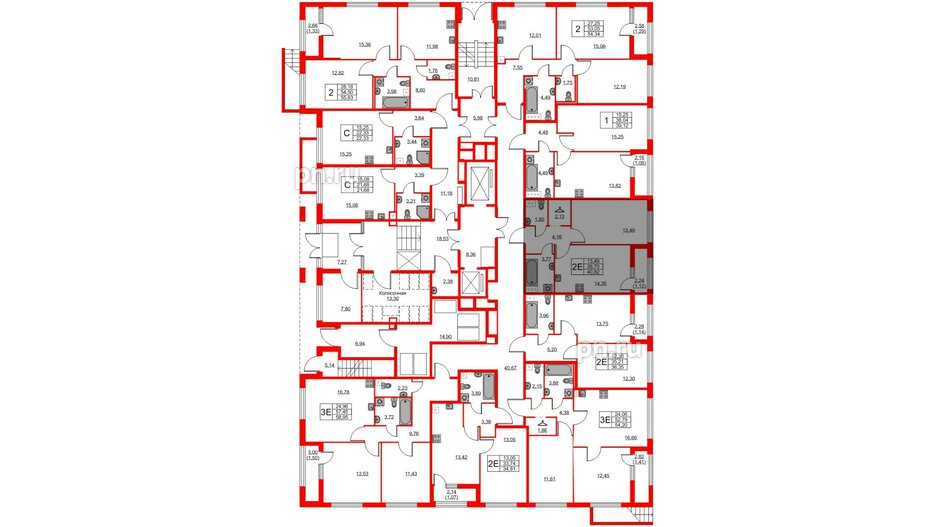 Квартира в ЖК Академик, 1 комнатная, 40.82 м², 1 этаж