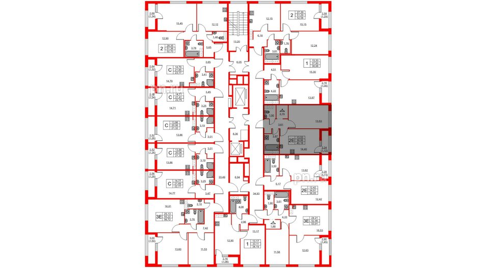 Квартира в ЖК Академик, 1 комнатная, 40.18 м², 9 этаж