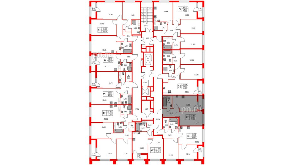 Квартира в ЖК Академик, 1 комнатная, 36.05 м², 10 этаж