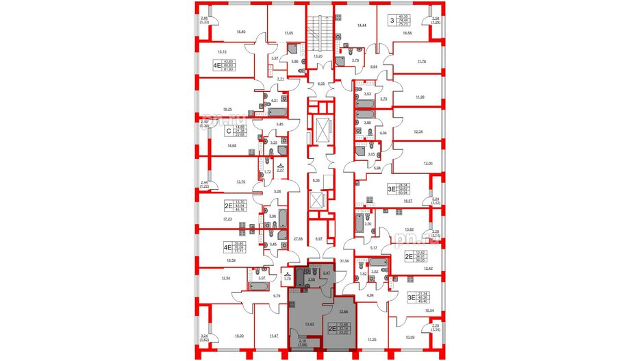 Квартира в ЖК Академик, 1 комнатная, 33.22 м², 11 этаж