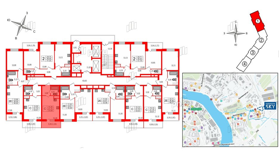 Квартира в ЖК Аквилон Sky, студия, 23.1 м², 16 этаж