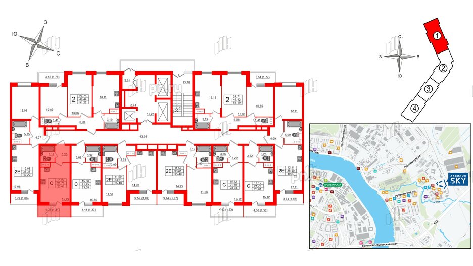 Квартира в ЖК Аквилон Sky, студия, 23 м², 16 этаж