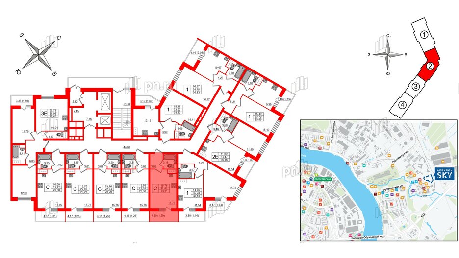 Квартира в ЖК Аквилон Sky, студия, 23.1 м², 12 этаж