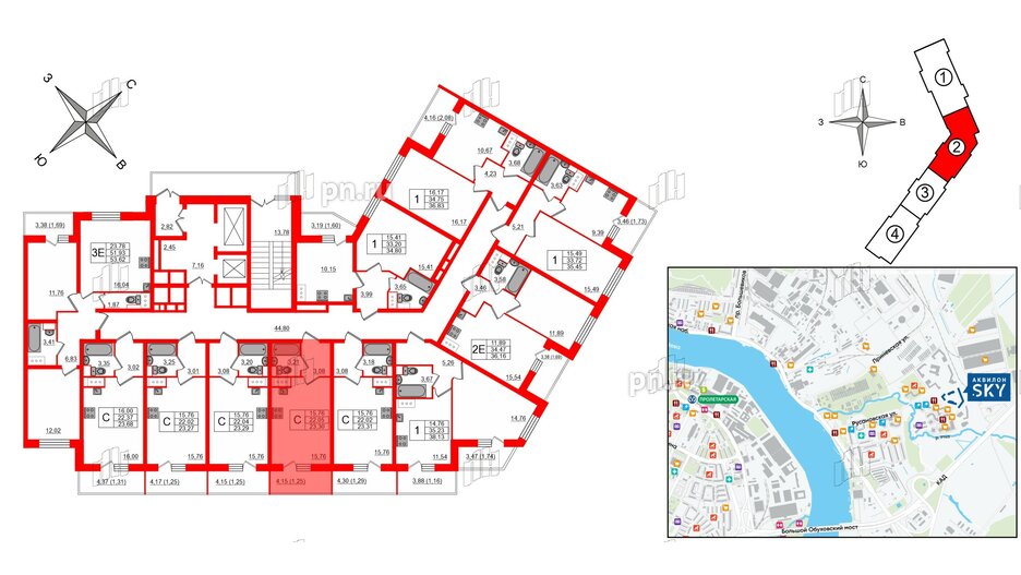 Квартира в ЖК Аквилон Sky, студия, 23.1 м², 12 этаж