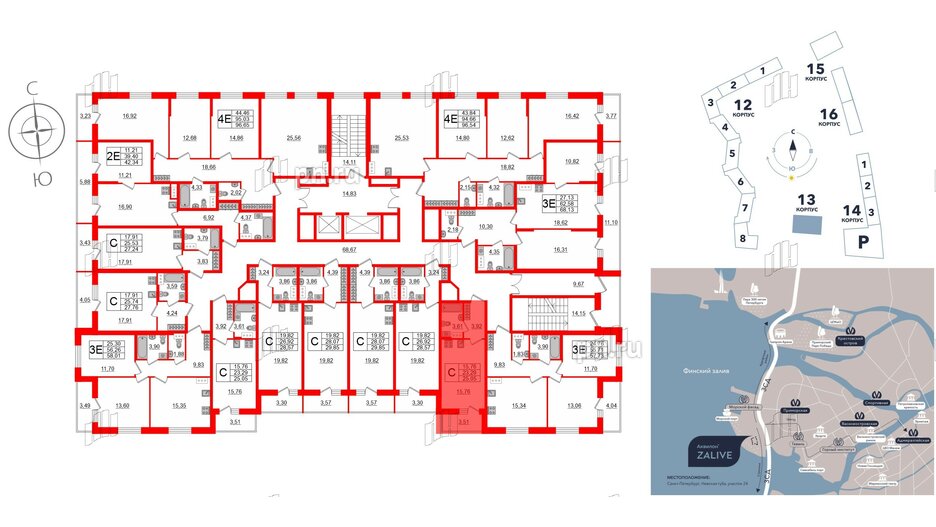 Квартира в ЖК Аквилон ZALIVE, студия, 24.5 м², 11 этаж