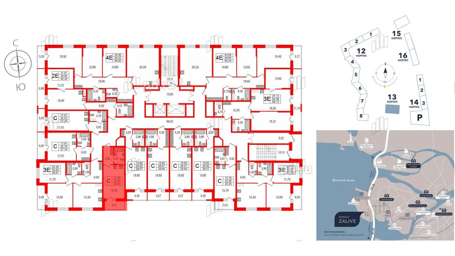 Квартира в ЖК Аквилон ZALIVE, студия, 24.5 м², 6 этаж