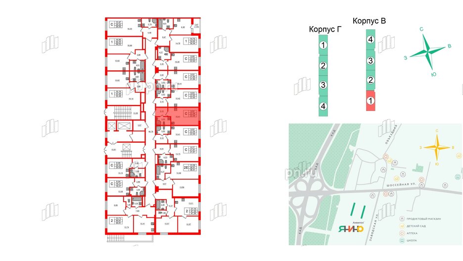 Квартира в ЖК Аквилон Янино, студия, 22.04 м², 1 этаж