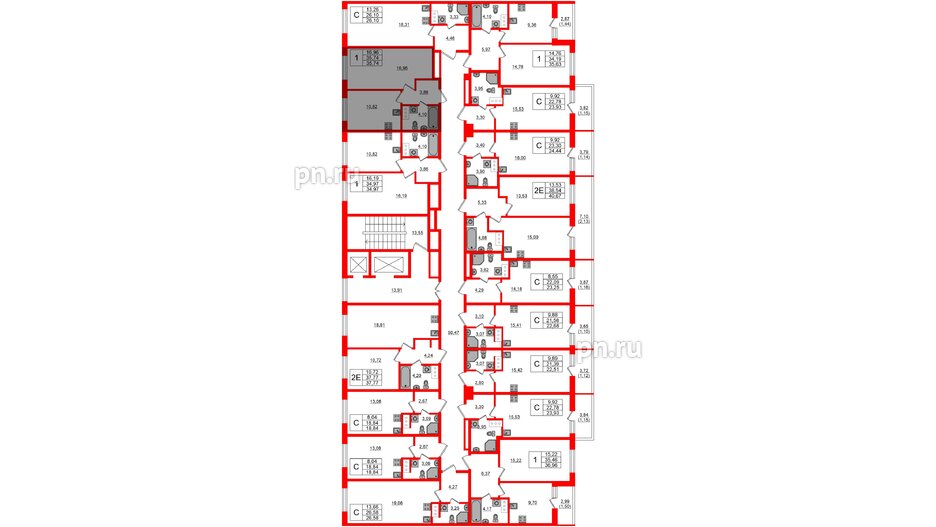 Квартира в ЖК Аквилон Янино, 1 комнатная, 35.74 м², 2 этаж