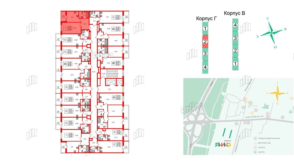 Квартира в ЖК Аквилон Янино, 1 комнатная, 35.68 м², 12 этаж