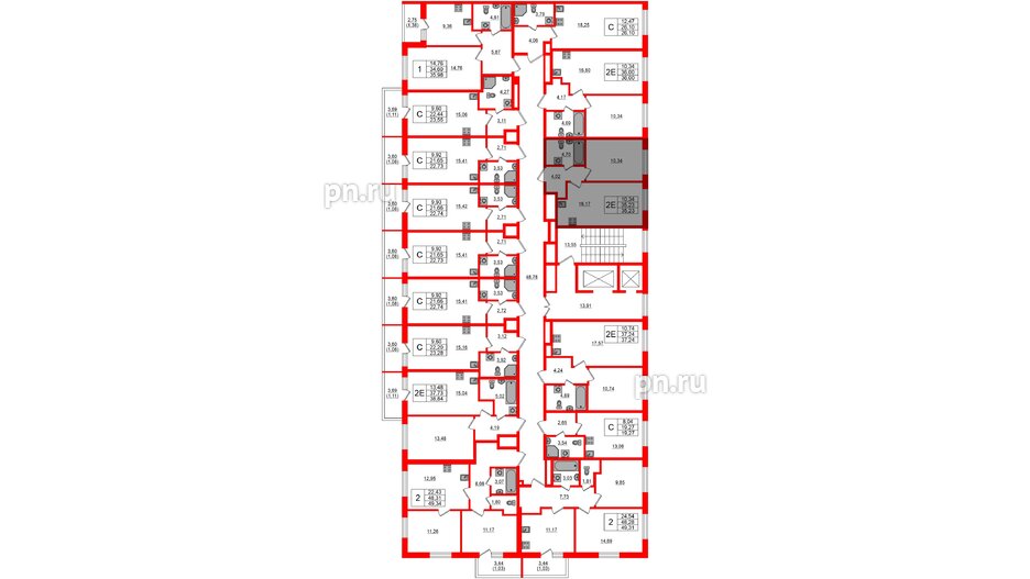 Квартира в ЖК Аквилон Янино, 1 комнатная, 35.23 м², 2 этаж