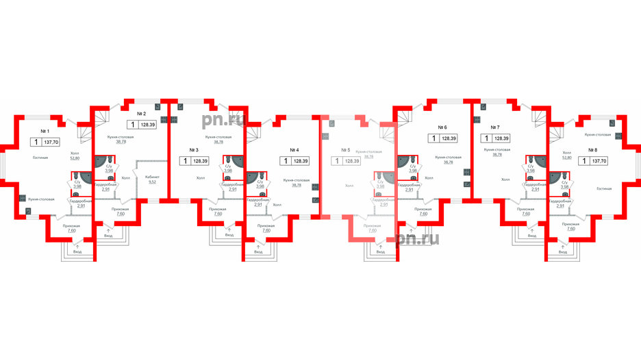 Квартира в ЖК Алгоритм.Стрельна, 1 комнатная, 130.1 м², 1 этаж