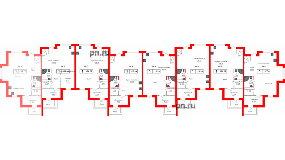 Квартира в ЖК Алгоритм.Стрельна, 1 комнатная, 139 м², 1 этаж