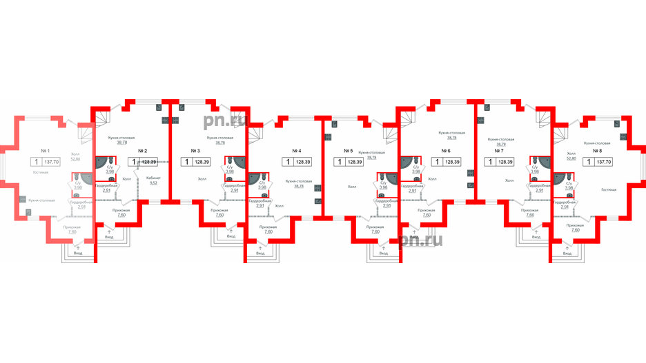 Квартира в ЖК Алгоритм.Стрельна, 1 комнатная, 137.7 м², 1 этаж