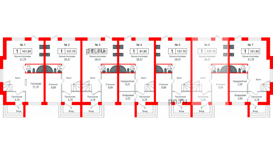 Квартира в ЖК Алгоритм.Стрельна, 1 комнатная, 137.9 м², 1 этаж