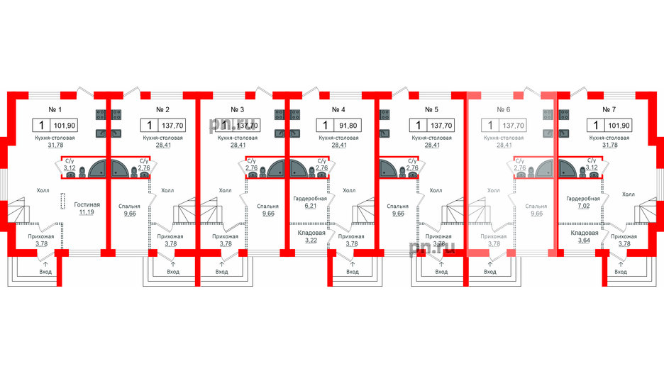 Квартира в ЖК Алгоритм.Стрельна, 1 комнатная, 137.8 м², 1 этаж