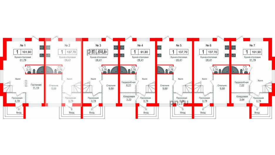 Квартира в ЖК Алгоритм.Стрельна, 1 комнатная, 138 м², 1 этаж