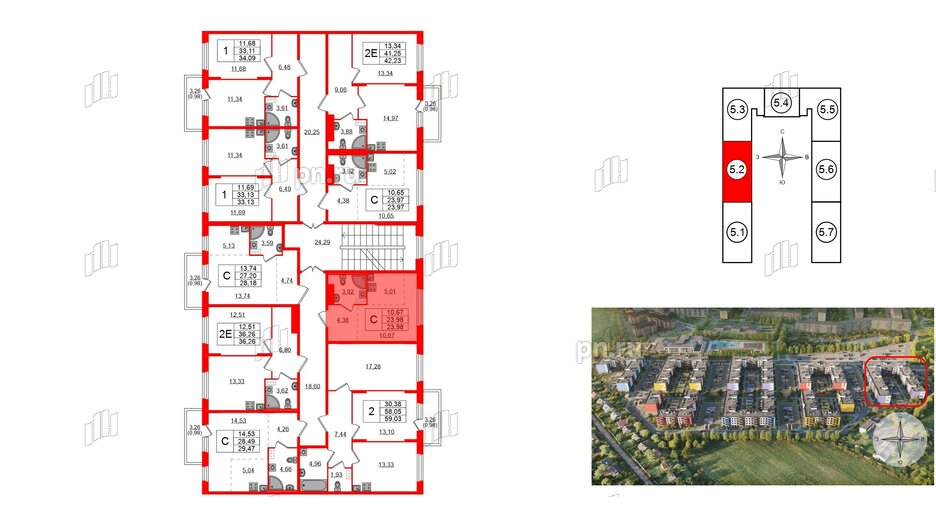 Квартира в ЖК «Аннино Сити», студия, 23.98 м², 3 этаж