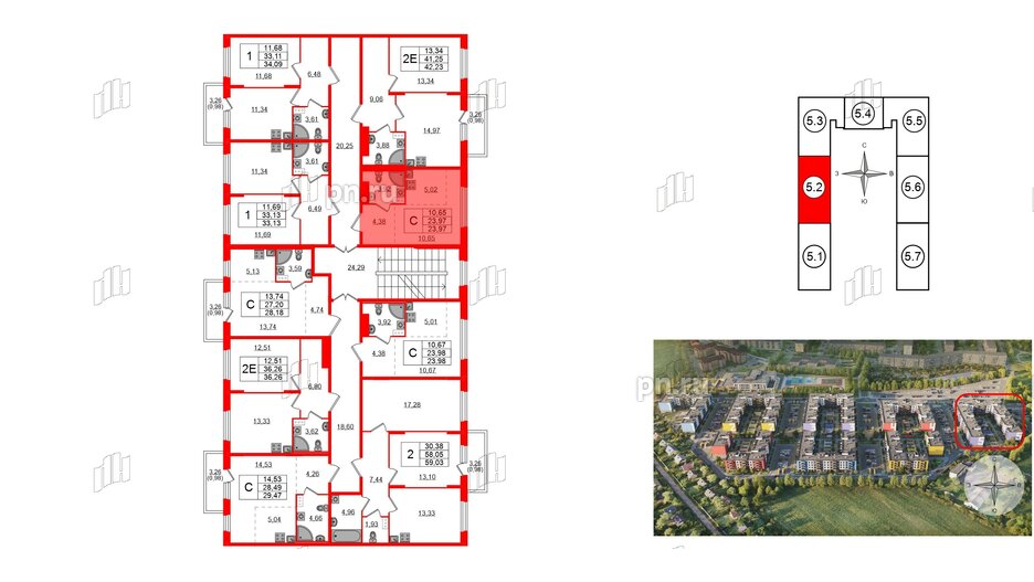 Квартира в ЖК «Аннино Сити», студия, 23.97 м², 4 этаж