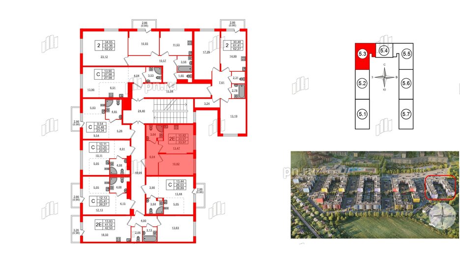 Квартира в ЖК «Аннино Сити», 1 комнатная, 33.97 м², 2 этаж