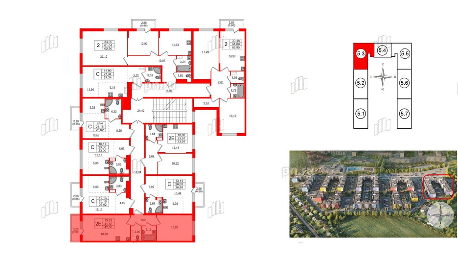 Квартира в ЖК «Аннино Сити», 1 комнатная, 42.5 м², 4 этаж